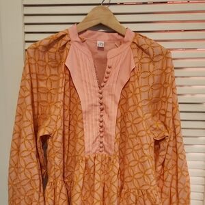 Elegant Orange Button-Down Dress